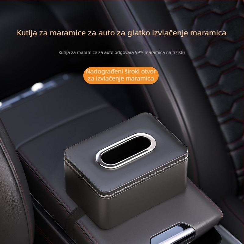 Kožna kutija za maramice za automobil, visi s naslona stražnjeg sjedala