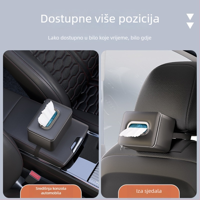Kožna kutija za maramice za automobil, visi s naslona stražnjeg sjedala
