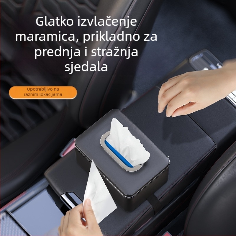 Kožna kutija za maramice za automobil, visi s naslona stražnjeg sjedala
