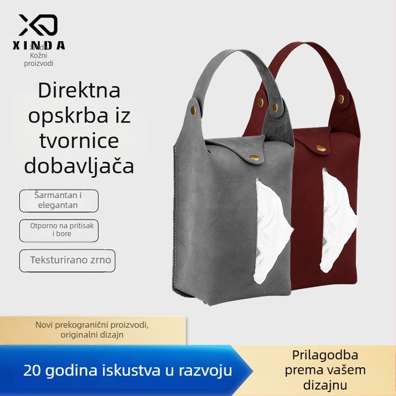 PU kožna kutija za maramice za stražnju klupu automobila, visi dizajn za putovanja i na otvorenom