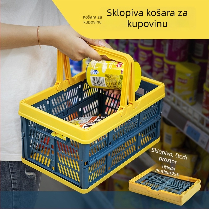 Sklopiva plastična košara za kupovinu, ručna košarica u japanskom stilu za kućnu upotrebu i kampiranje na otvorenom