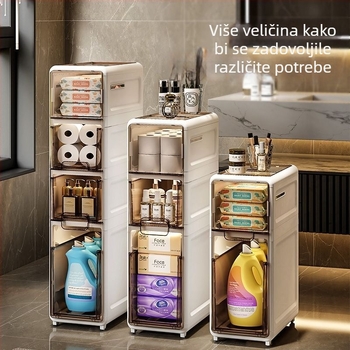 Uski podni ormar za kupaonicu s višestrukim policama