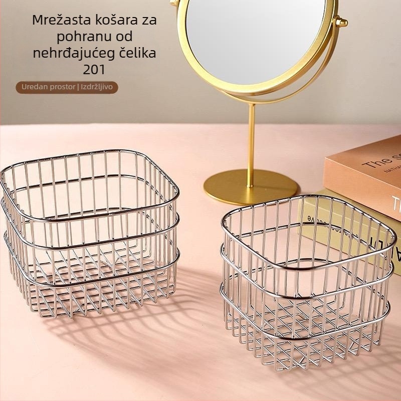 Organizator kozmetike od nehrđajućeg čelika 201, plava boja, kućna organizacija, korejski stil