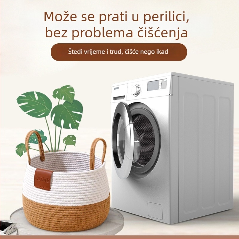 Quality Wisdom Koš za rublje od pamukovog užeta za spavaću sobu – moderno pleteni koš za odlaganje rublja