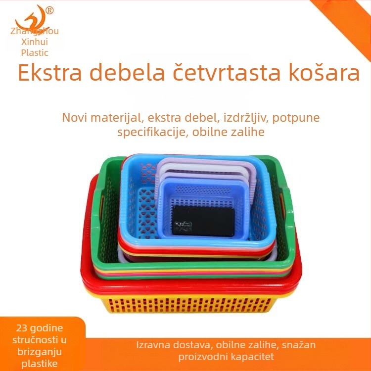 Plastična košara za pohranu s odvodnim otvorima, kvadratni sito, košarica za pranje i organizaciju