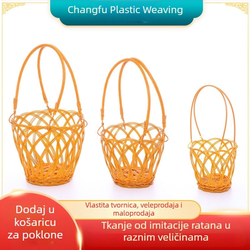 Košara za vino od plastike, imitacija ratana, ručno pletena, za hotele i restorane, pletena trakovima