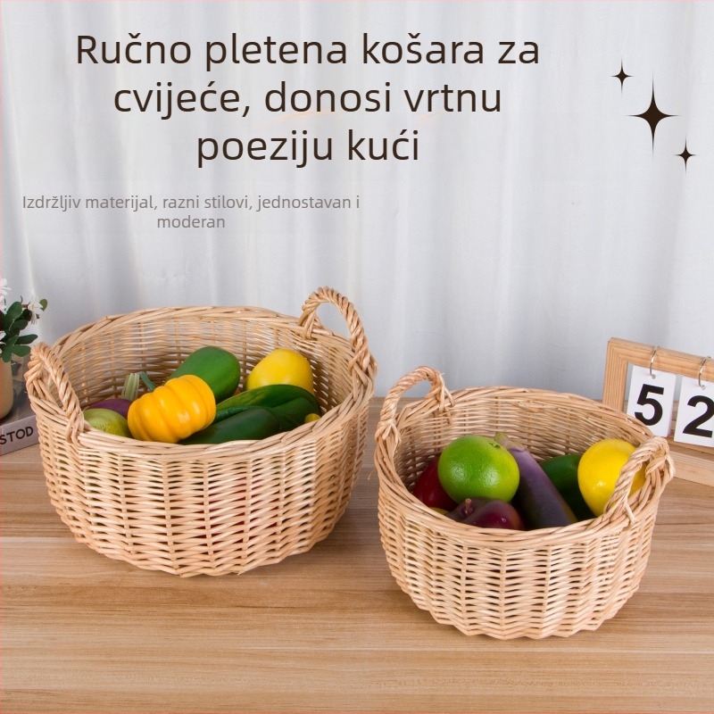 Ručni pleteni koš za skladištenje od pruća, koš za voće od pruća, koš za jaja, kućni organizator