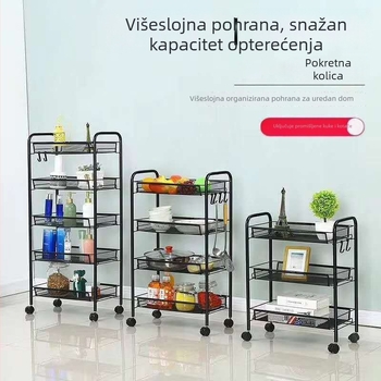 Kuhinjski kolica za skladištenje s pet polica na kotačima