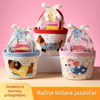 Ručna pletena košarica za pohranu od pamukog užeta — dar za proslavu bebe