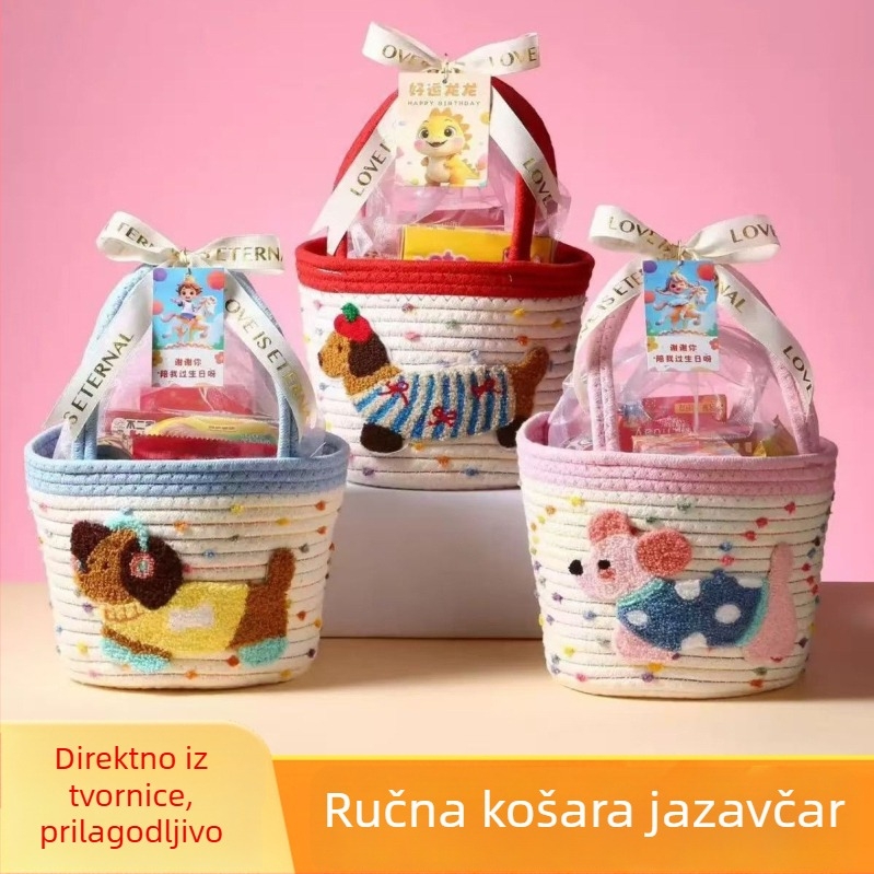 Ručna pletena košarica za pohranu od pamukog užeta — dar za proslavu bebe
