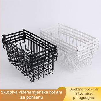 Sklopivi višenamjenski stalak za pohranu s košarom i držačem za papir, vodootporan, bez bušenja za kupaonicu