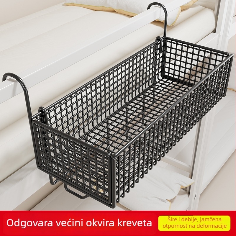 Dvoslojni visići organizator uz krevet u studentskoj sobi, bez bušenja, metalni.