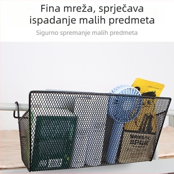 Koš za pohranu za studentsku sobu: metalni viseći koš uz gornju palandu i metalni nosač za pohranu uz krevet