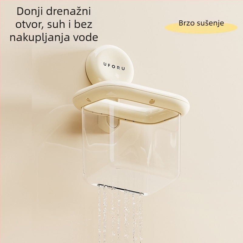 Držač za kupaonicu s usisnom čašom i poklopcem, bez bušenja – organizator za umivaonik i WC