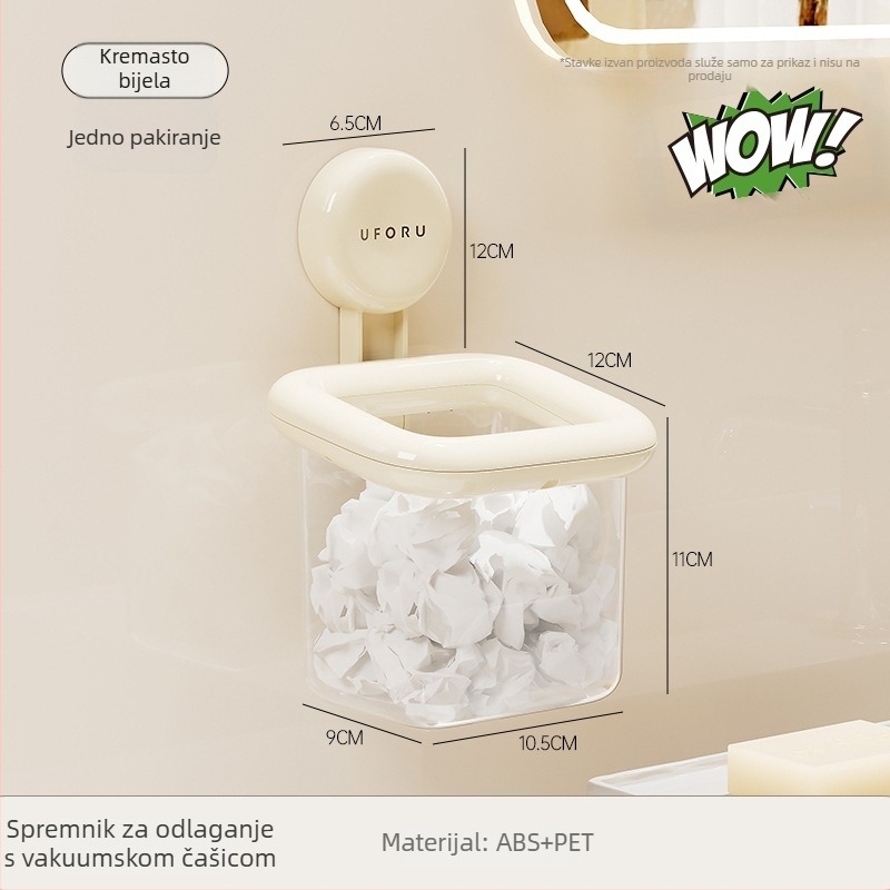 Držač za kupaonicu s usisnom čašom i poklopcem, bez bušenja – organizator za umivaonik i WC