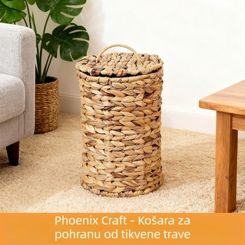 Ručno pleteni koš od trave u pastirskom stilu, za stolni prostor i spavaću sobu, kanta za otpadke