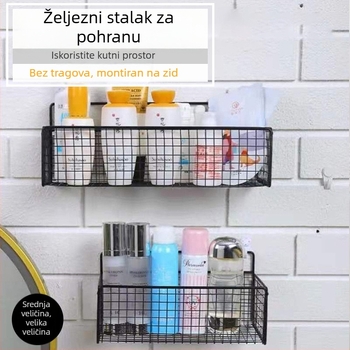 Željezni stalak s mrežom za zidno montažu, idealno za kuhinju i kupaonicu, bez bušenja, višenamjenski organizator
