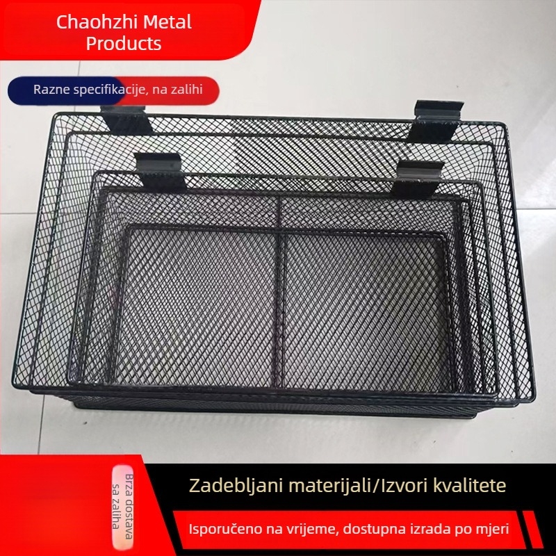 Prilagođeni željezni zidni nosač za odlaganje s mrežnom košaricom