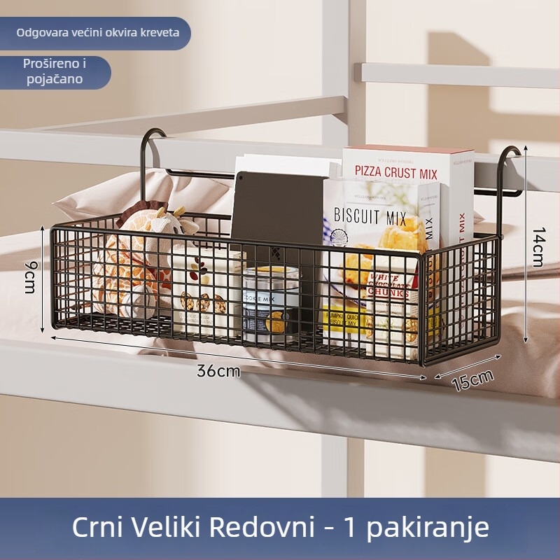 Noćni stalak uz krevet s visećim košarom za gornju etažu bunk kreveta, kovni okvir za pohranu