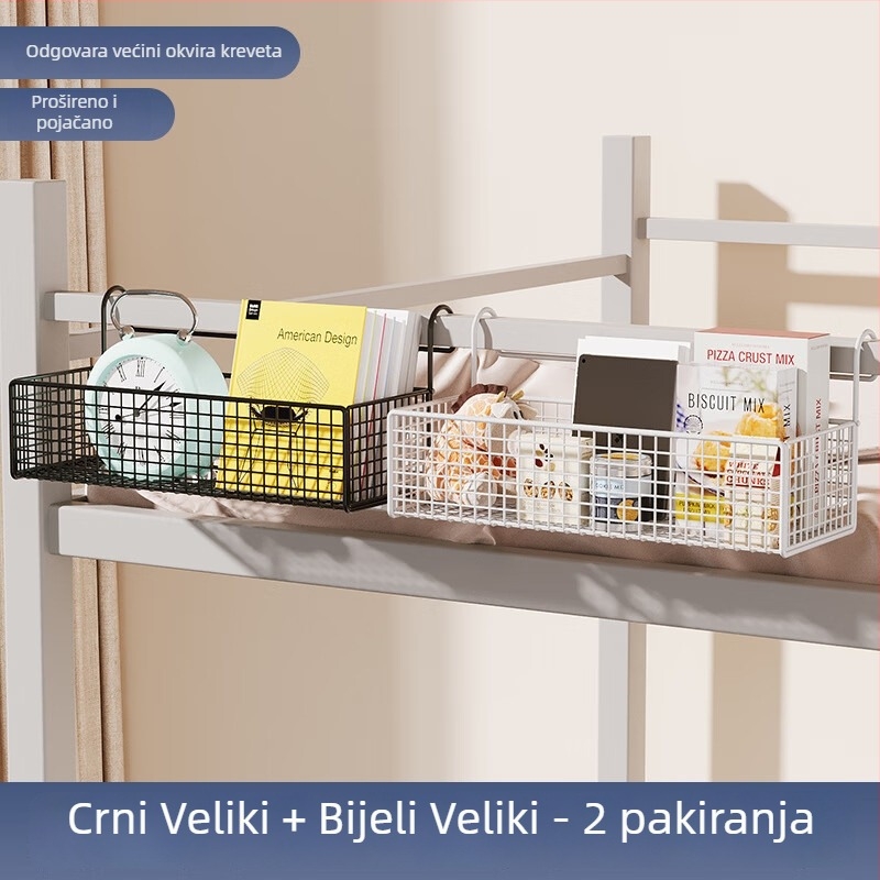 Noćni stalak uz krevet s visećim košarom za gornju etažu bunk kreveta, kovni okvir za pohranu