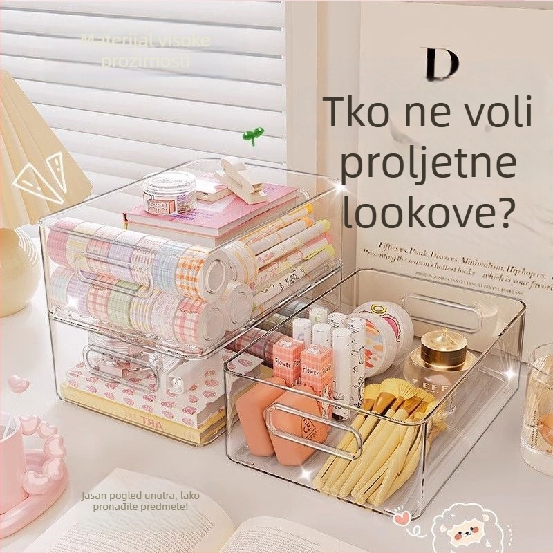 Akrilni stolni organizator za pohranu s ladicama, kozmetički organizator, stalak za grickice i sitnice, prozirni tip ladice, velika kapacitet