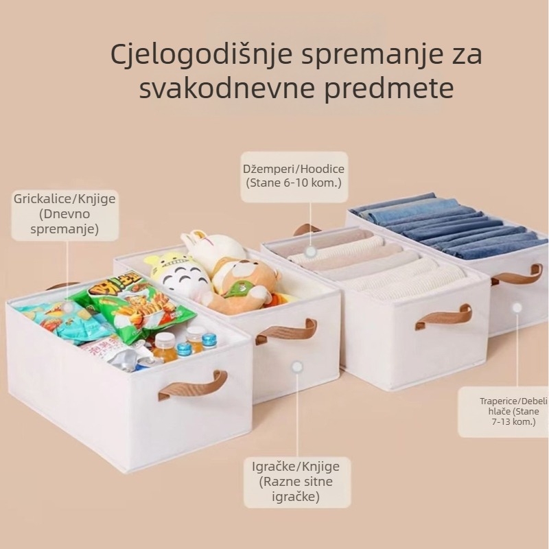 Sklopiva kutija za pohranu od pamuka i lana za odjeću, organizator garderobe s ladicom