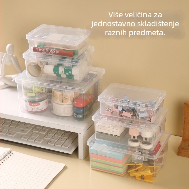 Prozirna velika četvrtasta kutija za pohranu, za uredski stol i dom, organizator dokumenata