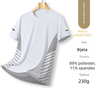 Muška kratkih rukava od ice silk materijala, lagano ljeto, brzo suši, slobodan kroj, svestrano trening majica