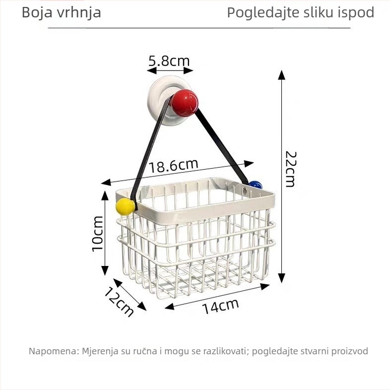Zidni držač ručnika s vakuum pričvršćivanjem za kupaonicu, metalna mrežica za ručnike za lice