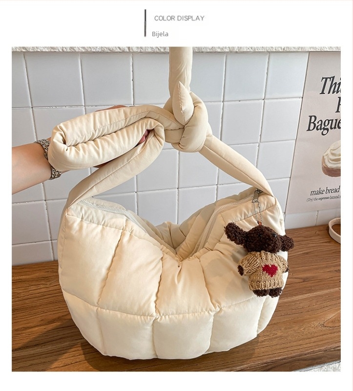 2025 jesen/zima nova pamučna šivana ultra lagana torba oblaka, korejskog stila, ženska ramena crossbody, Dumpling Bag