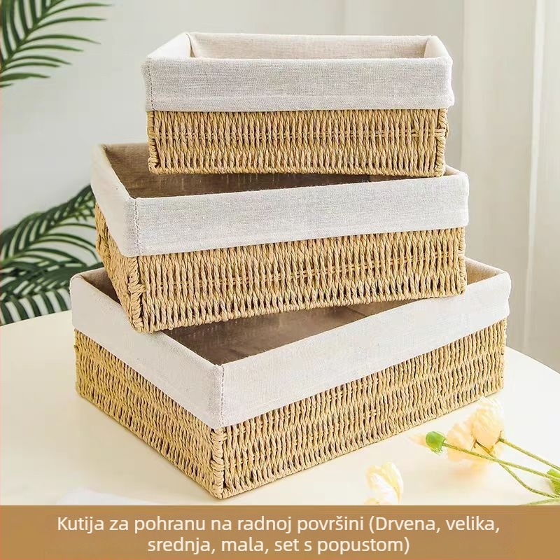 12-dijelni set pletenih košara za kozmetiku, grickalice i donje rublje — stolni organizator
