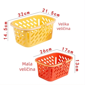 Velika plastična košara s ručkom i perforiranim dizajnom, za rublju, voće i povrće, skladištenje u kupaonici