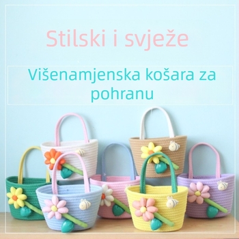Višenamjenska viseća košara za zid za cvijeće i skladištenje, ručno pletena od pamuka