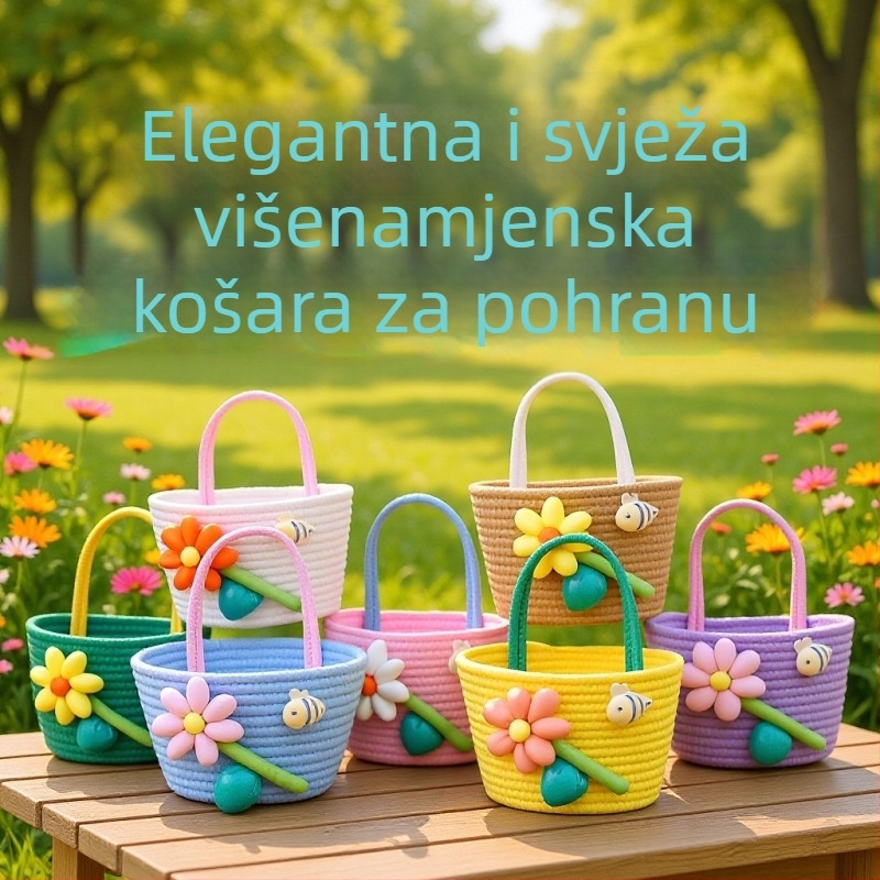 Višenamjenska viseća košara za zid za cvijeće i skladištenje, ručno pletena od pamuka