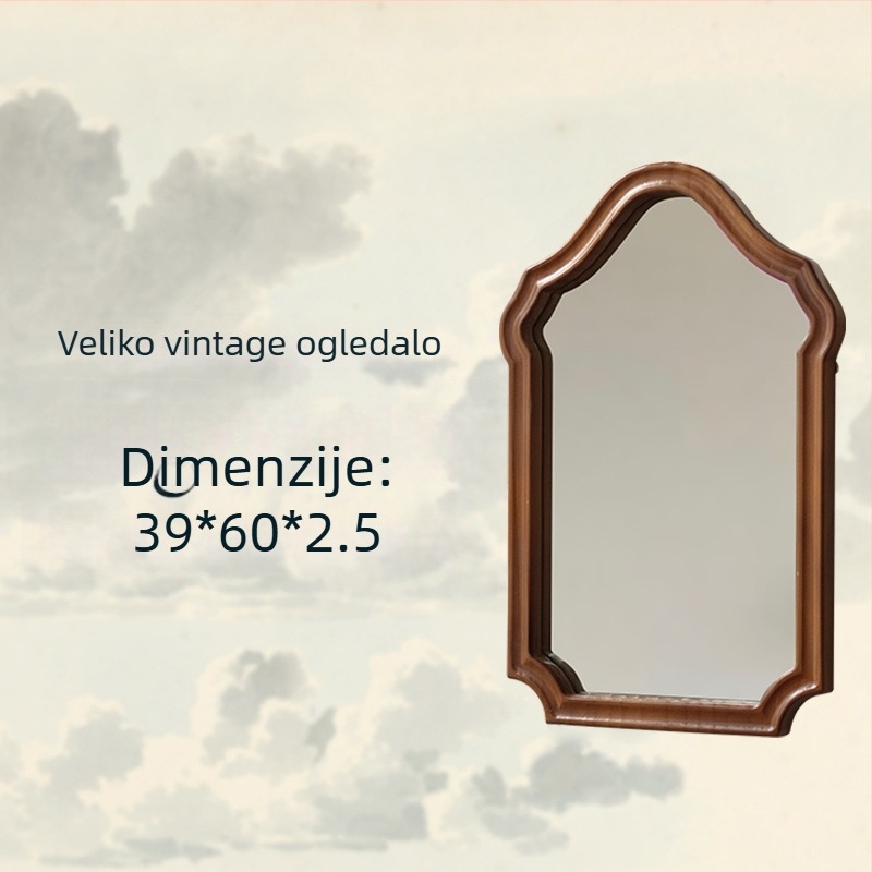 Ogledalo za šminkanje u američkom stilu vintage, s drvenim okvirom, stolno i zidno, za spavaću sobu i kupaonicu