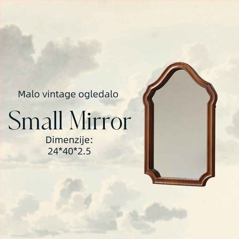 Ogledalo za šminkanje u američkom stilu vintage, s drvenim okvirom, stolno i zidno, za spavaću sobu i kupaonicu