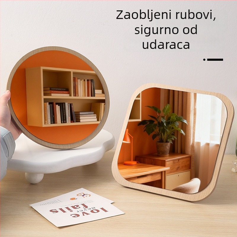 Sklopivo ogledalo za spavaću sobu, drveno stolno ogledalo za šminkanje, rotirajuće
