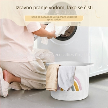 Pletena košara za pohranu od pamukovog užeta, za dnevni boravak, organiziranje igračaka i sitnica, slatka košara za rublje