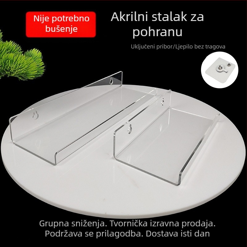 Akrilna zidna polica u obliku U za kozmetiku, bez bušenja, za kupaonicu