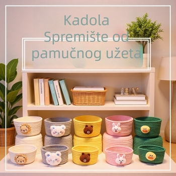 Ručnopletena mala stolna košarica za pohranu daljinskih upravljača, ključeva, nakita i sitnih predmeta