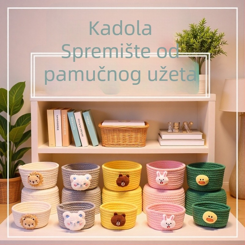 Ručnopletena mala stolna košarica za pohranu daljinskih upravljača, ključeva, nakita i sitnih predmeta