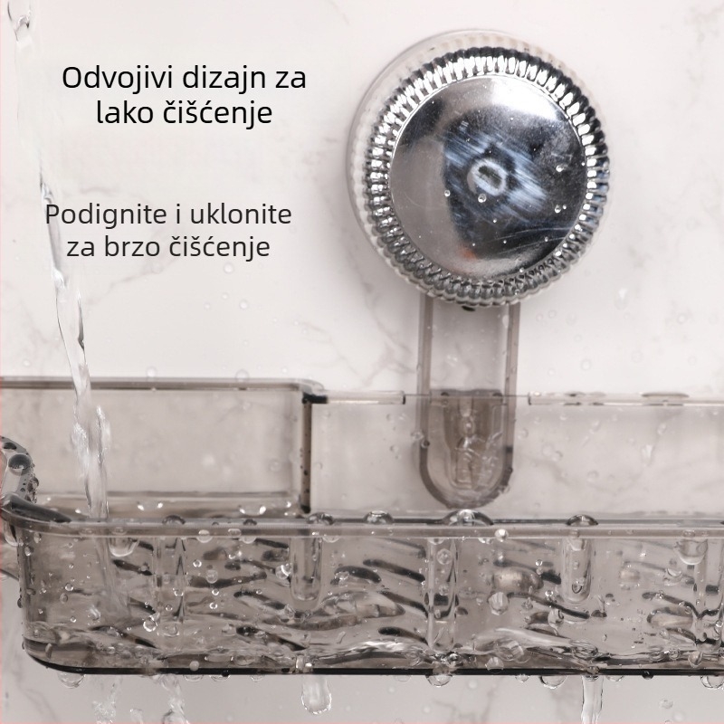 Zidna polica za kupaonicu sa usisnom čašom, bez bušenja, uklonjiva, s odvodom