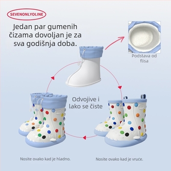 Rainbow Bean dječje kišne čizme s fleece podstavom, četiri sezone, dvostruki način nošenja, vodootporne, unisex