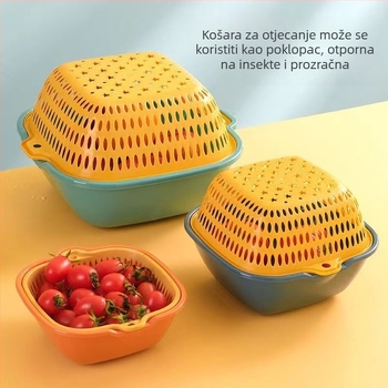Dvodijelni odvodni koš za povrće i voće, plastični koš za pranje i skladištenje