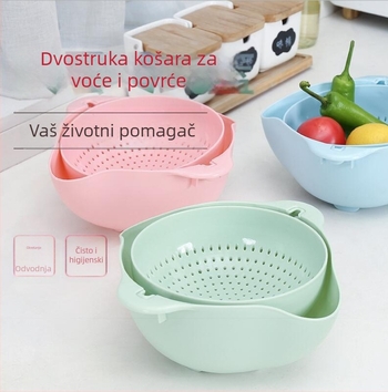 Dvodjelna košarica za odvodnjavanje za pranje povrća i voća