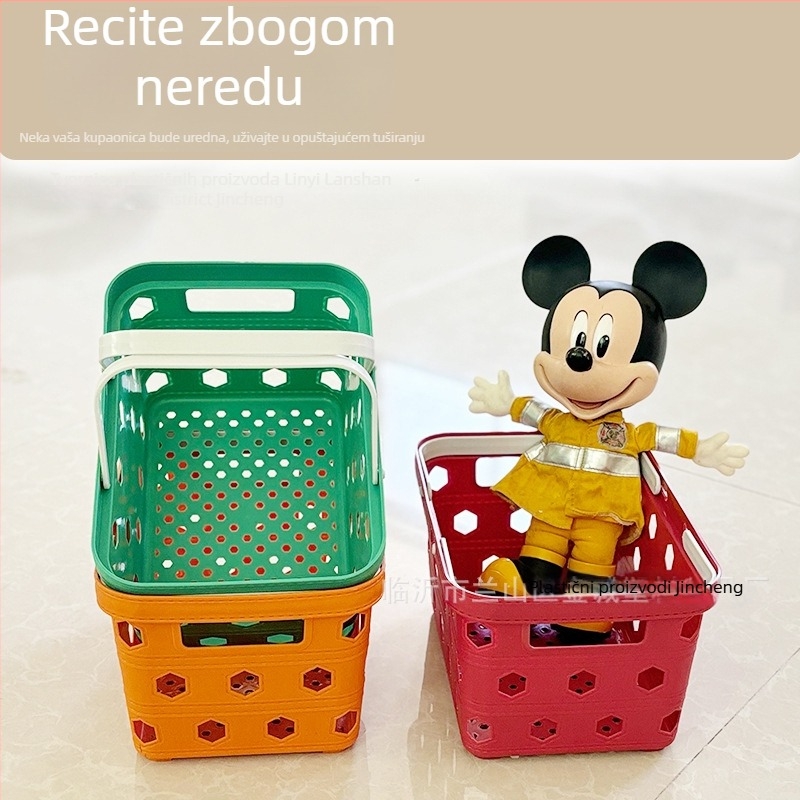Plastična plava košara s tigrovim uzorkom, dvostruke ručke, zidna s odvodom, izdržljiva kućna skladišna košarica