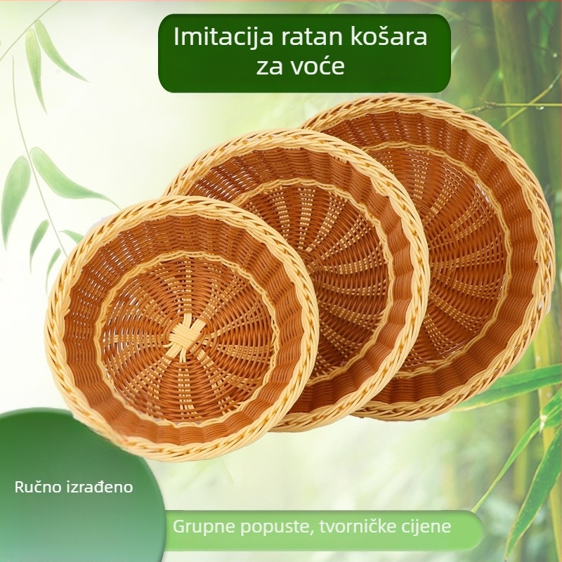 Koš za voće od umjetnog ratana, pleteni koš za kruh, koš za grickalice i popcorn, izložbeni koš