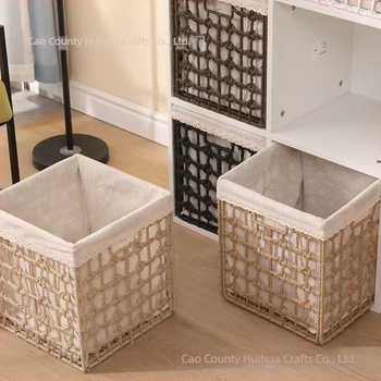 Sklopiva košara od ratana s otvorenim uzorkom – stolni organizator za sitnice i igračke, skladištenje odjeće, ručna izrada