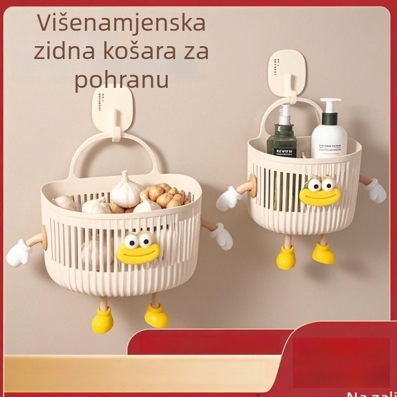 Višefunkcionalna mala viseća korpa za kupaonicu i dom, zidni nosač s 6 razina skladištenja