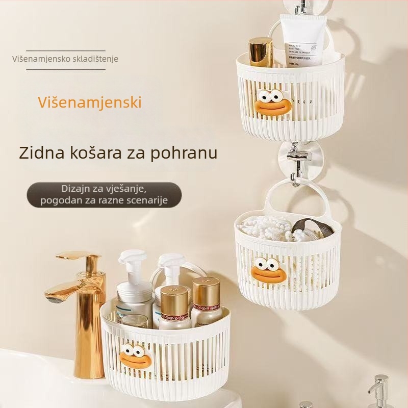 Višefunkcionalna mala viseća korpa za kupaonicu i dom, zidni nosač s 6 razina skladištenja